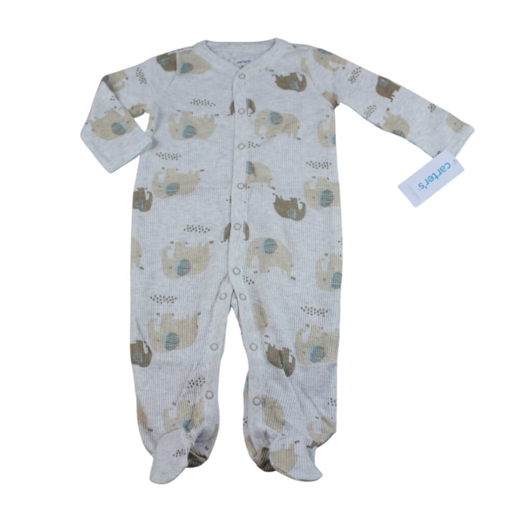 Carter's Baby Boy Elephant Pajamas Sleeper Gray Tan Size 9M 9 Months 6-9 m NWT